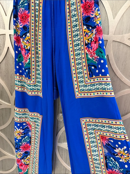 Flying Tomato Pants - Flying Tomato Royal Blue Floral Border Palazzo pants